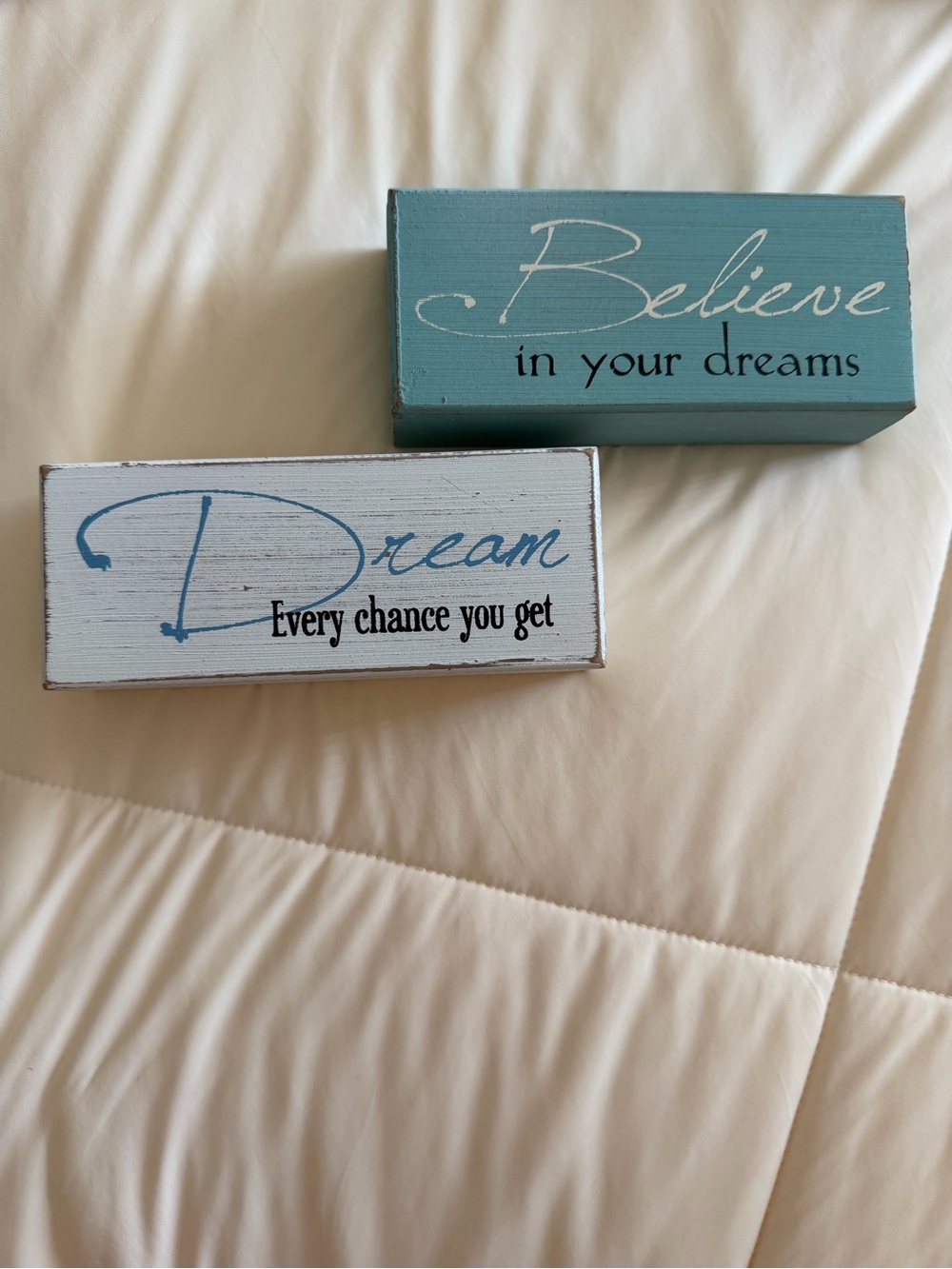 Wooden Decorative Blocks - "Believe" & "Dream"